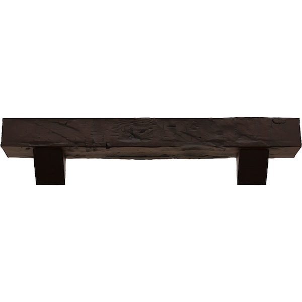 Kit W/ Breckinridge Corbels, Premium Hickory, 6H  X 8D X 84W Hand Hewn Faux Wood Fireplace ManteL